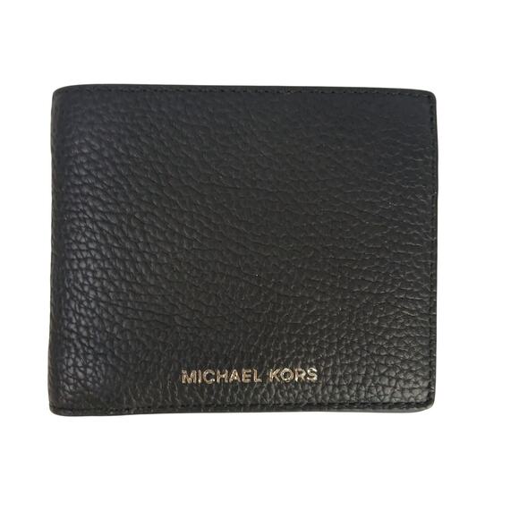 Michael Kors Men's Bi-Fold Pebbled Leather Wallet In Black NWOT - Picture 1 of 5